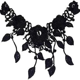 Enakshi Vintage Flower Lace Applique Neck Collar Fabric Sewing Craft Trims DIY Black-picture-42