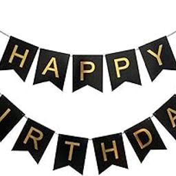 Party Propz Black and Gold Happy Birthday Banner Decoration For Boys, Girls, Boyfriend, Girlfriend, Husband,Kids Bday Celebrations,Bunting Tags,Flag Decorative Items Decor-picture-32