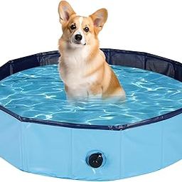 Woofy 80 cm x 20 cm Dog Pool, Foldable Dog Swimming Pool Collapsible Dog Bathtub Portable Pet Bathing Tub for Pets Dogs Cats 24"x8"-19