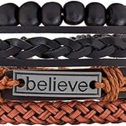 yellow chimes Combo Leather Wraps Casual Latest Trend Multi Strand Wrist Bracelets for Men and Women (Unisex)-picture-5