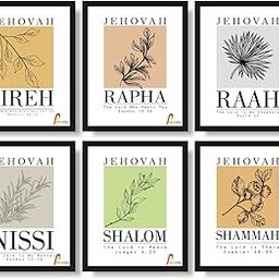 Set of 6 Name of gods Bible Wall Art. 10 x 8 Scripture Wall Photo frame-Ready to décor your home and office, Jehovah Jireh Rapha Shalom Shammah Nissi Raah-image-43