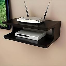 Dime Store Engineered Wood Set Top Box Stand TV Stand WiFi Router Rack Wall Shelf for Living Room Stylish Hanging Rack Organizer Shelf Furniture (Black)-19