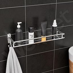 Well Set Bathroom Shelf Single Layer Bottle Holder Shampoo Stand Multi Purposes Stainless Steel Wall Shelf (Small)-image-45