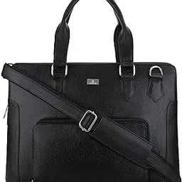 k london 14 Inches Slim Black Vegan Leather Expandable Unisex Laptop|MacBook Shoulder|Messenger|Office|Travel|Business Bag for Women(1813_Parent)-picture-20