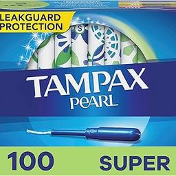 Tampax Pearl Tampons Super Absorbency, 100 Count, BPA-Free Plastic Applicator and LeakGuard Braid, Unscented, 50 Count, Pack of 2 (100 Count Total)-image-12