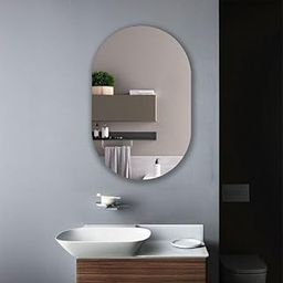 Glassco Mirror for Bathroom Wall Frameless Decorative Mirror for Washbasin, Livingroom, Home Decor, Bedroom, and Entryway, Wall Mount Capsule Design (18x12 inch)-image-84