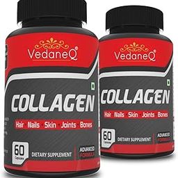VedaneQ Collagen Supplements for Women Dietary Supplements with Advanced Formula Collagen Supplements for Skin, Hair, Nails, Joints and Bones health 60 Capsules (Pack of 2)-18