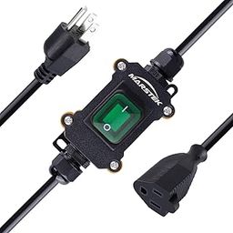MARSTEK - 5 foot heavy duty waterproof extension cord with on/off switch, inline wire switch with 3ft 16 AWG male connector and 1.4ft 16AWG connector-11