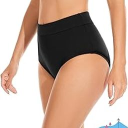 Period Swimwear Leakproof Bikini Brief Bottoms Waterproof Menstrual Swim Bottoms for Teens, Girls, Women, Black, X-Small-image-90