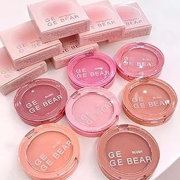 Gege Bear Cheek Glow Blush | Kawaii Soft Pastel Pink Shades | Buildable Powder for Face Makeup | Long Lasting & Lightweight Texture | Smooth & Silky Application | Cute Blush Aesthetic Packaging | Creamy Natural Finish | Perfect Cheeks Blusher for Women & Teens (06# Puff Slightly Rose Rose, 6g)-image-1