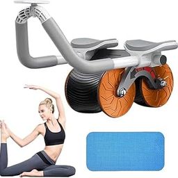 Ab Roller Wheel, Zorzel Upgrade Elbow Support Automatic Rebound Abdominal Exercise Wheel, Abs Workout Equipment for Home Gym Fitness, New Core Strength Training Wheel with Timer & Mat-8