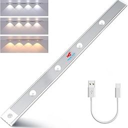 PRIME PICK Acrylonitrile Butadiene Styrene Under Cabinet Lights, Led Motion Sensor, 3 Colors Usb-Rechargeable Battery Operated/Dimmable/Kitchen,Cabinet,Wardrobe,Bedroom - 4Beads, White-image-16