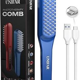 UNIFAR LED Hair Growth Comb – Red & Blue Light Therapy for Hair Fall Control & Scalp Treatment | Medical-Grade Electric Scalp Massager for Men & Women | Rechargeable, 120-Minute Usage | BLUE-image-48