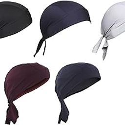 BISMAADH Multicolor Doo Rag Skull Cap Biker Cap Breathable Cycling Head Wrap Patka for Unisex (Pack of 5, Multicolour)-image-5