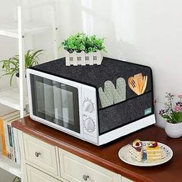 FREDDO Oven Cover, Modern Designer Microwave Top Cover,Kitchen Oven Cover, Attractive Decorative Dust Proof Appliance Top Cover for 25 LTR Size 40 x 14 inch, Black Color, Pack of 1 Piece-image-64