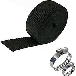 Ramanta Bike Silencer Wrap with Clamps Bike Exhaust Heat Shield Protector (Wrap Length: 3 Meter; 1 PCs with 2 Clamps; Black)-27