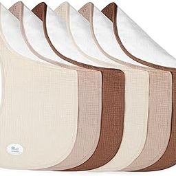 lulumoon Muslin Burp Cloths 6Pack - Baby Burping Cloths for Boys and Girls- 21"x 10" (Brown)-image-89