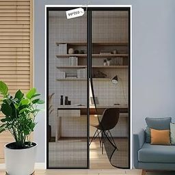 Royalkart 90x210cm Black |Magnetic Mosquito Net for Door |Polyester Screen Curtain with 34 Magnets |Auto-Closing Mesh to Keep Mosquitoes Out-11