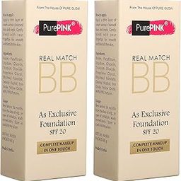 PurePINK BB Cream Natural, Instant Spot Coverage + Natural And Radiant Glow For All Skin Types Pack Of 2 (60 gm each)-0