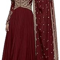 Women's Silk Blend Embroidery Anarkali Kurta Pant Set with Dupatta-image-1