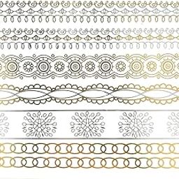 3D Temporary Tattoo Golden And Silver Metallic Sticker Wings Peacock Feathers Design Size 21x15CM - 1PC. (201)-image-4