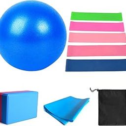 Decdeal 11pcs Yoga Ball Set with Yoga Block Resistance Bands Fitness Stretching Strap Yoga Pilates Equipment-image-54