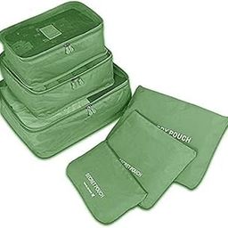 Packing Cubes, Travel Pouch, Bag Suitcase Luggage Organiser Set of 6 | Storage Bags Waterproof Compression Pouches Travel Organizer Pouches (Green)-image-42