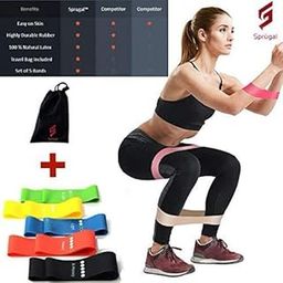 Kychex Sprugal Exercise Resistance Bands Set, 5 Multicolor Bands with Door Anchor, Travel Bag, Workout Equipment for Legs, Arms-picture-16
