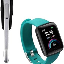TechKing (Special with 12 Years Warranty HM1000 Wireless Bluetooth Headset, Bluetooth D116 SmartWatch with Heart Rate Monitor-SkyBlue-picture-4