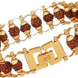 Needs Rudraksha Prayer Bracelet, Gold Plated, Unisex Design with Certificate, Multiple Sizes-image-77