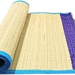Korai Grass Mat 2' x 3' - Handwoven Natural Sleeping Mat | Eco-Friendly Foldable Floor Mat for Home, Yoga, Meditation, Picnic | Traditional Chatai | Handmade Indian Reed Mat | Pack of 2-image-86