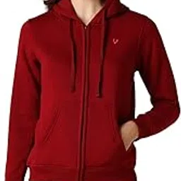 allen solly Women Maroon Solid Hooded Neck Sweatshirt-picture-11