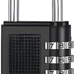 4-Digit Combination Lock with 10000 Combinations, 7 cm Height, Heavy Duty Steel Shackle, Black-image-76