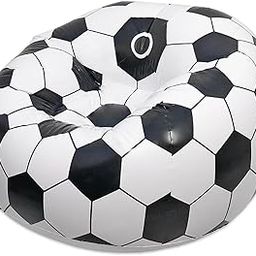 Drumstone (𝟏𝟓 𝐘𝐞𝐚𝐫𝐬 𝐖𝐚𝐫𝐫𝐚𝐧𝐭𝐲 Inflatable Soccer Ball Chair – Blow-Up Sofa in Fun Football Design (110cm x 80cm) | XL Portable Air Lounge for, Bedroom, Outdoors – Black/White-image-86
