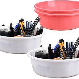 Homestic Pack of 4 Desk Organizer | Stationery Organizer | Multipurpose Storage Organizer | Office Supplies for Pen-Pencil-Staplers | Desktop Organizer | 6 LTR | Pink & White-image-40