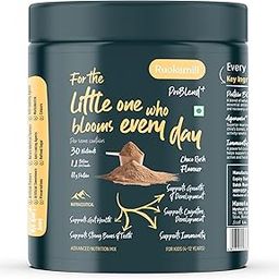 Ruokamill ProBlend⁺ Kids Nutrition Mix | Age 4–12 | 30 Nutrients, 11g Protein, Omega-3 (EPA & DHA), 1.1B CFU Probiotics | No Refined Sugar | Supports Growth, Memory, Focus & Immunity (400, Choco Rush)-image-63