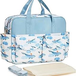 OBABY Baby Diaper Bag | Mother Bag Maternity Backpack Cum Tote bag | Spacious Waterproof Backpack with Multiple Pockets (Shoulder Strap, DiaperbagWhale)-picture-16