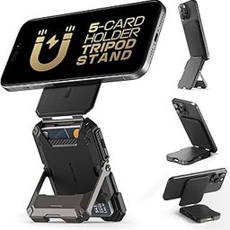 SUPCASE for MagSafe Wallet with Stand, Magnetic Wallet for Men, [Hold 5 Cards] [Adjustable Stand] [RFID Blocking] Phone Stand Credit Card Holder Tripod for iPhone 16/15/14/13/12 Series, Black-1