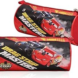 Pack of 2 Round Pencil Pouch | Disney Car Pencil Pouch for Kids | Travel Organizer | Stationary Utility School Pouches | Multi-Purpose Travel Pouch | Geometry Box | Red-image-74