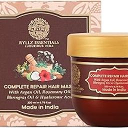 RYLLZ ESSENTIALS Complete Repair Hair Mask | with Rosemary Oil, Argan Oil, Hyaluronic Acid & Bhringraj | Get Soft / Bouncy / Shiny hair | 100% Pure & Natural | 200 ml-18