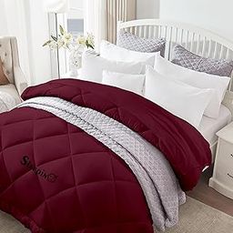 King Size Comforter for Winter 92x106 Inch | Microfiber 500-GSM Comforter Breathable Dohar/Rajai/Blanket/Duvet/Quilt - (King Size-Wine)-31