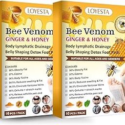 New Bee Venom Foot Patche Stress Relief Detox Patch Solution Ginger Belly Drainage Lymphatic Drainage, Cleansing Toxin Remover Foot Pads Deep Sleep Patch For Men & Women (1 Box 20 Patche)(Pack Of 2)-11