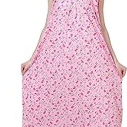 Woman Printed Sleeveless Nighty Pure Cotton (Pink)-image-19