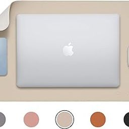 Aropana Anti-Slip Extended Mouse Pad, PU Vegan Leather Desk Mat, Computer Desk Table Protector Pad with Non-Slip Suede Base for Keyboard, Desktop, Laptop, Office, 23.6" x 13.8"inch, White-19