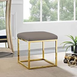 JUMBO CRAFTS Square Metal Ottoman/Sitting Stool - Living Room Furniture/Office Footrest - Velvet Footstool Pouffe Home Decor (Grey, 12 Inch, 38 Cm)-image-4