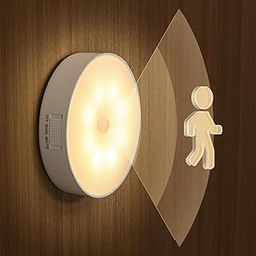 VIAXANA Motion Sensor Light for Home with USB Charging Wireless Self Adhesive LED Body Induction Lamp Sensor Light for Wardrobe Lights Sensor Night Light for Cupboard Stair (Round - Warm White, 1)-picture-18