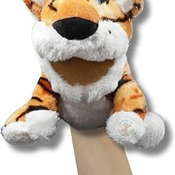 Chi-Chimpu Talking Mouth Animal Hand Puppet - Interactive Plush Toy for Kids, Perfect for Storytelling, Imaginative Play, Educational Learning, and Creative Role-Playing - Orange- Tiger-14