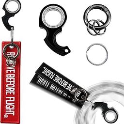 Spinner Keychain Set - 3-in-1 Rotating Fidget Key Chains with Spring Coil for Stress Relief, Anxiety, ADHD (Black & Red)-16