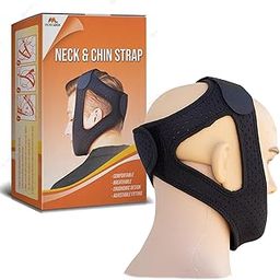 Mobi Lock Neck&Chin Strap-Soft Breathable Neoprene Fabric Anti Snore Chin Strap-Sleeping Aids For Men&Women-Headband Snoring Strap With Hook&Loop Adjuster, Large Ear Slots-Black-By Mobi Lock-image-72