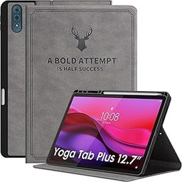 Robustrion Cover Case for Lenovo Yoga Tab Plus 12.7 inch Cover, Deer Pattern Cover Case for Lenovo Yoga Tab Plus Cover with Pencil Holder 12.7 inch [Auto Sleep Wake Support] - Grey-image-73